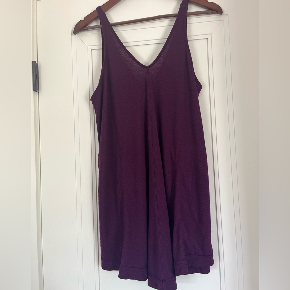 Free People Beach Purple Ribbed Knit romper Swimsuit coverup